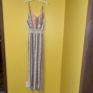 Elegant Striped Jumpsuit in Cream and Brown